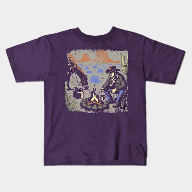 Cowboy Contemplation Kids T-Shirt by JSnipe